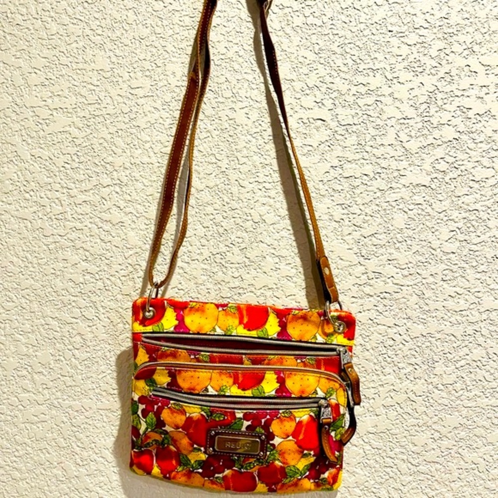 Relic vintage inspired vibrant pink fruit pattern crossbody purse - Picture 3 of 10